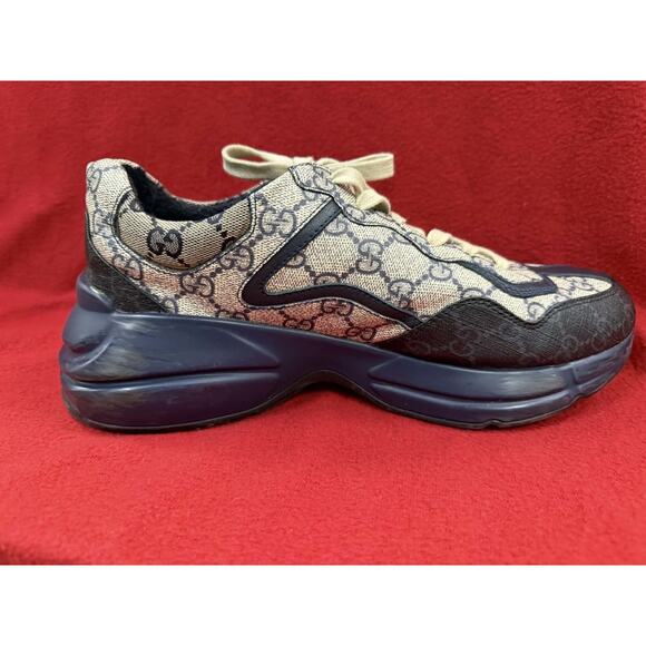 Gucci GG Rhyton Beige Blue Supreme Monogram Sneakers EU 41/ Gucci 7 /US 7.5 main image 8